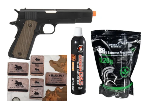 Army Armament Full Metal R31 1911 Gas Blowback Airsoft Pistol w/ Imitation Wood Grips (Black)