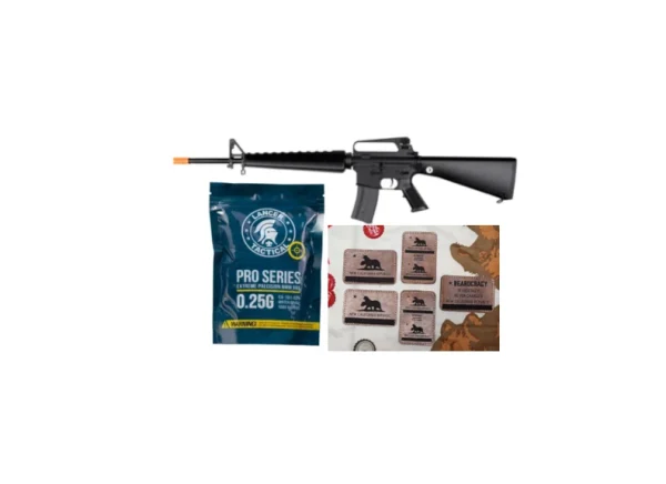 Golden Eagle JG F6618 Super Enhanced M16 A1 Vietnam AEG Metal Gear, Polymer Body, Fixed Stock